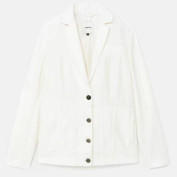 Desigual Hybrid Denim Blazer – Off-White Linen-Cotton Blend (Size 38 / NWT) - Picture 4 of 16